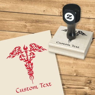 Flames Caduceus Rubberstempel