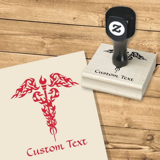 Flames Caduceus Rubberstempel