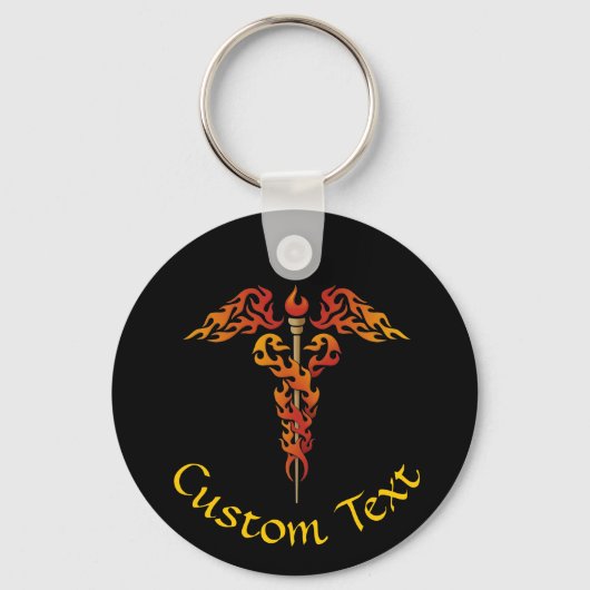 Flames Caduceus Sleutelhanger (Voorkant)