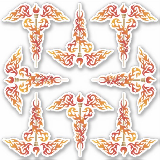 Flames Caduceus Sticker (Voorkant)