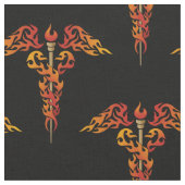 Flames Caduceus Stof (Close Up)