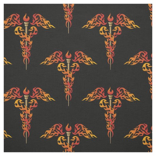Flames Caduceus Stof (Swatch)