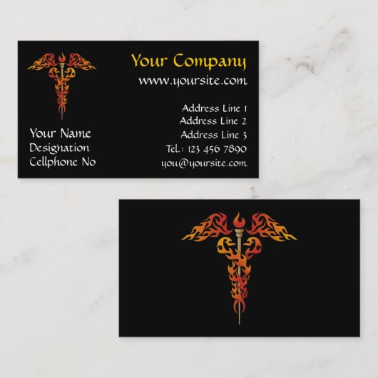 Flames Caduceus Visitekaartje (Voorkant / Achterkant)