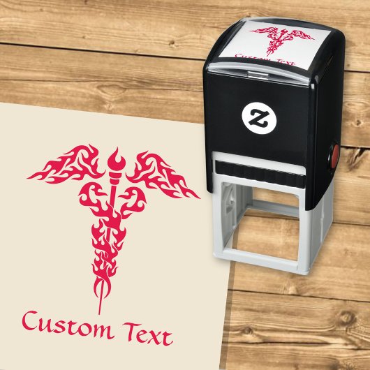 Flames Caduceus Zelfinktende Stempel