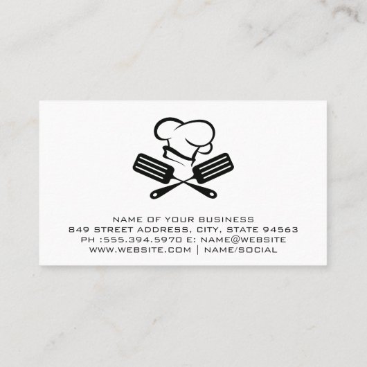 Flames | Chef-Pet en spatula Visitekaartje (Achterkant)