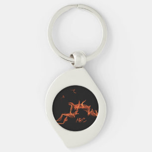 Flames Custom Monogrammed Sleutelhanger