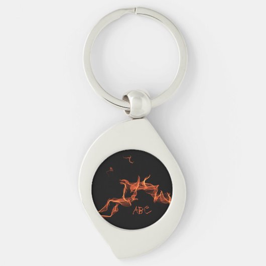 Flames Custom Monogrammed Sleutelhanger (Voorkant)