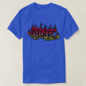 Flames denken dat skateboardontwerp t-shirt (Design voorkant)