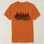 Flames denken dat skateboardontwerp t-shirt (Design voorkant)