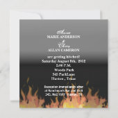 Flames Heart Rockoll Biker Wedding Invitation Kaart (Achterkant)