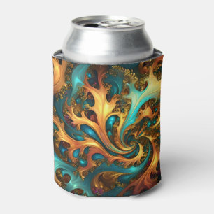 Flames of Color: Blauwgroen, gouden, Oranje fracta Blikjeskoeler