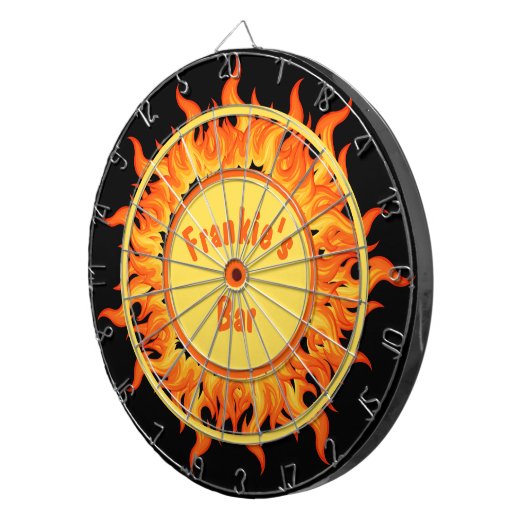 Flames of Fire Black Personalized Dartbord (Voorkant Rechts)