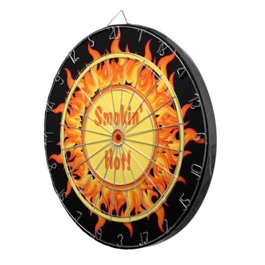 Flames of Fire Black Personalized Dartbord (Voorkant Rechts)