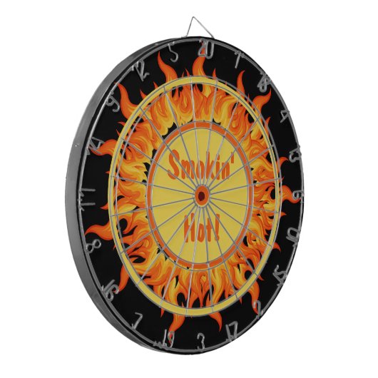 Flames of Fire Black Personalized Dartbord (Voorkant Links)