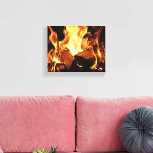 Flames on Burning Logs Canvas Afdruk (Insitu (Woonkamer))