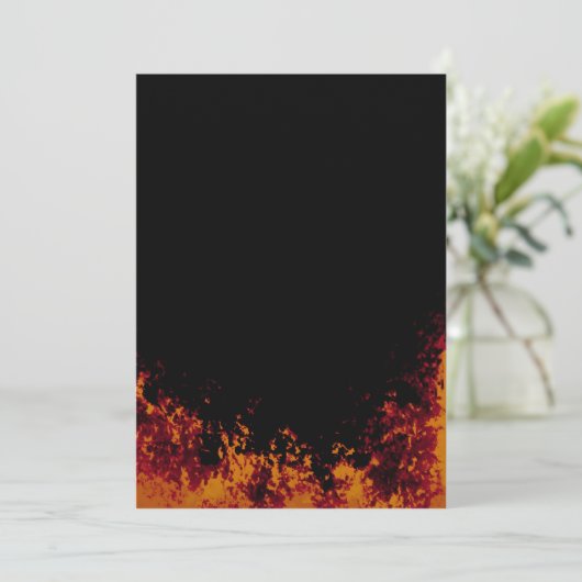 Flames op Black Invitation Kaart (Staand voorkant)