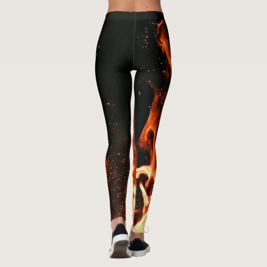 Flames Red Hot Black Fire Racn Modern Leggings (Achterkant)