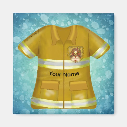 Flames Schild Brandweerman Magneet (Voorkant)
