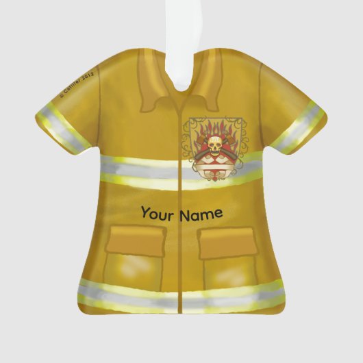 Flames Schild Brandweerman ornament (voorkant)