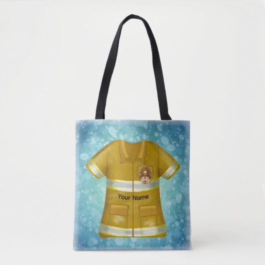 Flames Schild Brandweerman Tote Bag (Voorkant)