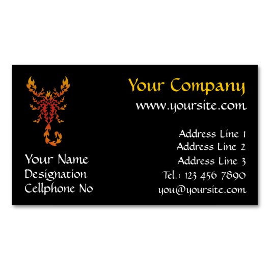 Flames Scorpion Magnetisch Visitekaartje (Voorkant)