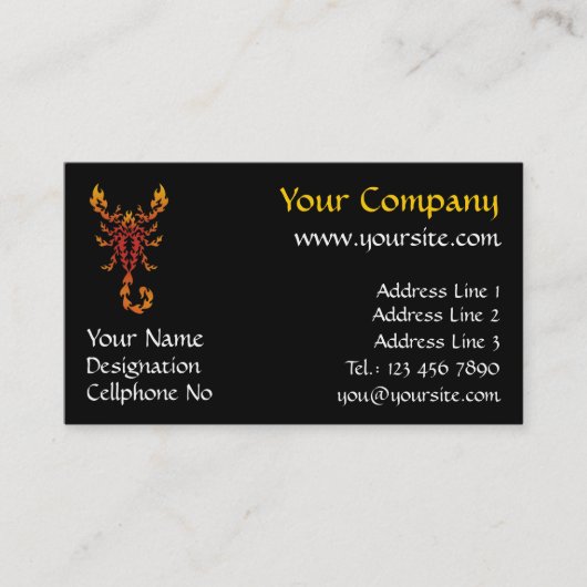 Flames Scorpion Visitekaartje (Voorkant)