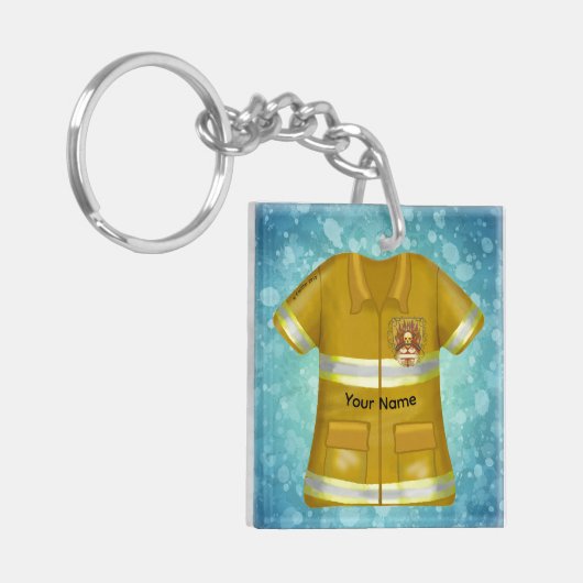 Flames Shield Firefighter Sleutelhanger (Voorkant Links)