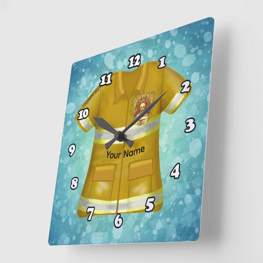 Flames Shield Firefighter Vierkante Klok (Hoek)