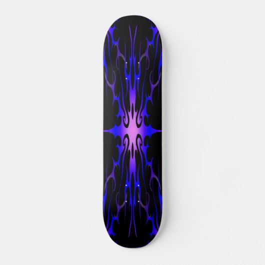 Flames Tribal Tattoo Paars en Blue skateboard (Voorkant)