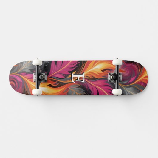 Flames Urban Street Art Graffiti Cool Monogrammed Persoonlijk Skateboard (Horizontaal)