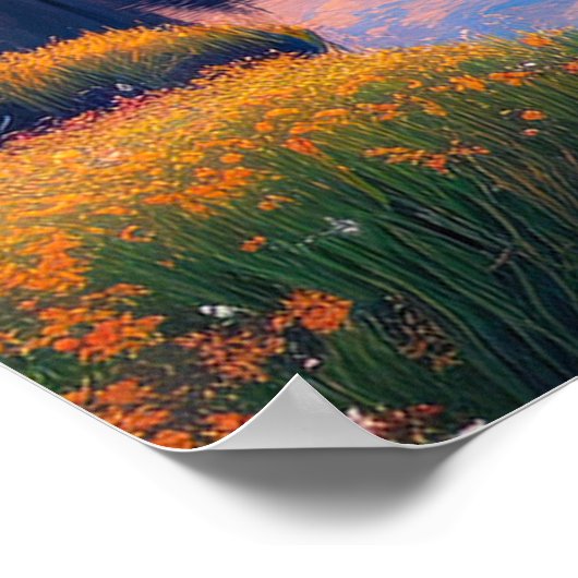 Flames van Natuur. Oranje zonsondergang Poster (Hoek)