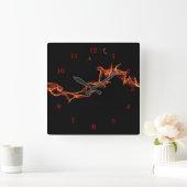 Flames Vierkante Klok (Huis)