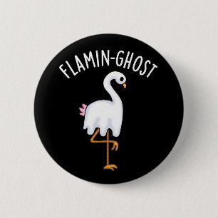 Flamin-ghost Funny Flamingo Ghost Pun Dark BG Ronde Button 5,7 Cm