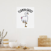 Flamin-ghost Funny Flamingo Ghost Pun Poster (Keuken)