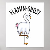 Flamin-ghost Funny Flamingo Ghost Pun Poster (Voorkant)
