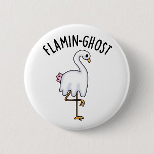 Flamin-ghost Funny Flamingo Ghost Pun Ronde Button 5,7 Cm