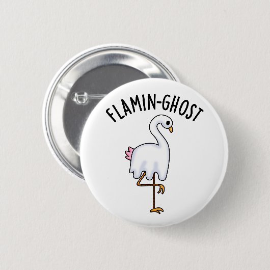 Flamin-ghost Funny Flamingo Ghost Pun Ronde Button 5,7 Cm (Voorkant /achterkant)