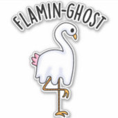 Flamin-ghost Funny Flamingo Ghost Pun Sticker (Voorkant)
