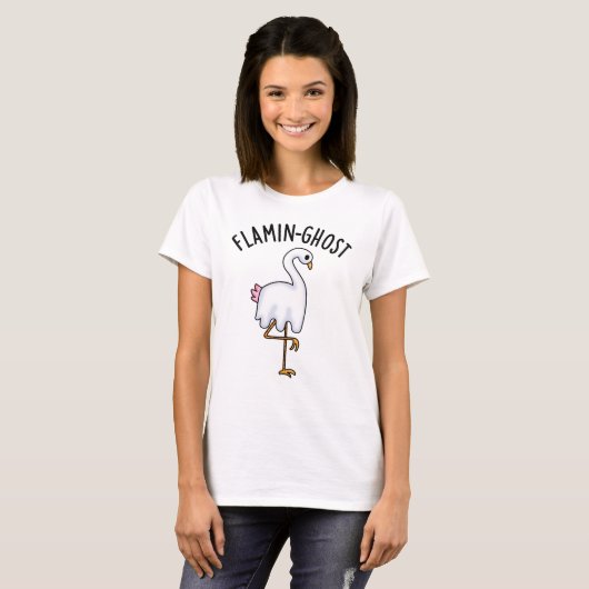 Flamin-ghost Funny Flamingo Ghost Pun T-shirt (Voorkant volledig)