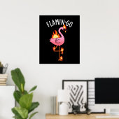 Flamin-go Grappige Flamingo Pun Dark BG Poster (Thuiskantoor)