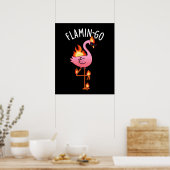 Flamin-go Grappige Flamingo Pun Dark BG Poster (Keuken)