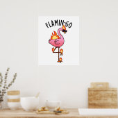 Flamin-go Grappige Flamingo Pun Poster (Keuken)