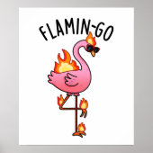 Flamin-go Grappige Flamingo Pun Poster (Voorkant)