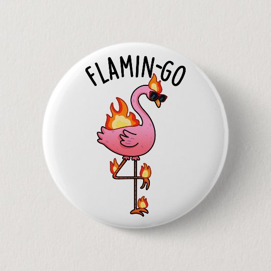 Flamin-go Grappige Flamingo Pun Ronde Button 5,7 Cm (Voorkant)