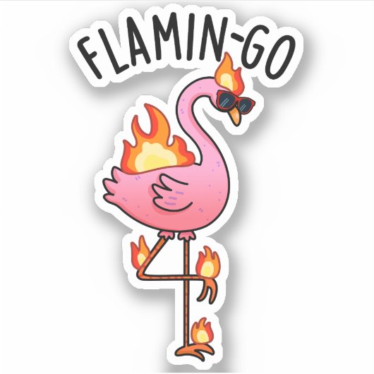 Flamin-go Grappige Flamingo Pun Sticker (Voorkant)