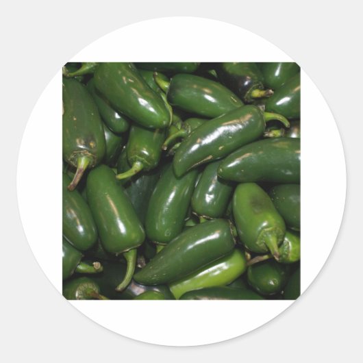 Flamin' Hot Green Jalepeno Peppers Art Ronde Sticker (Voorkant)