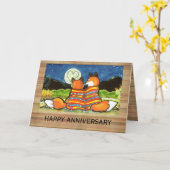 "Flamin' Love" Red Foxes Romantic Jubileum Kaart (Gele Bloem)