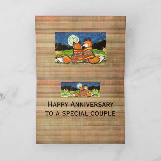 "Flamin' Love" Rode Vossen Romantische Jubileumkaa Kaart (Binnen)