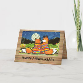 "Flamin' Love" Rode Vossen Romantische Jubileumkaa Kaart