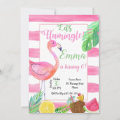 Flaminfo Birthday Invitation, Flamingo Invitation Kaart (Voorkant)